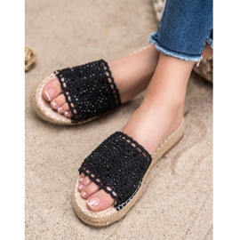 Small Swan Slippers With Crystals black 2