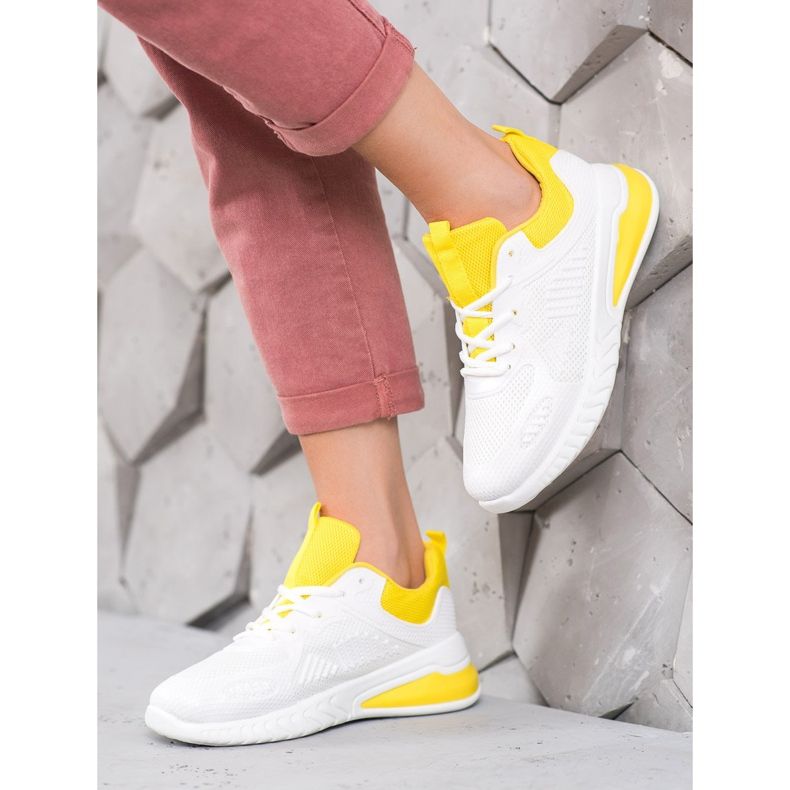 SHELOVET Sports Sneakers white yellow 1