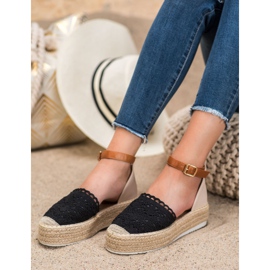 SHELOVET Fashionable Espadrilles With Lace black 1