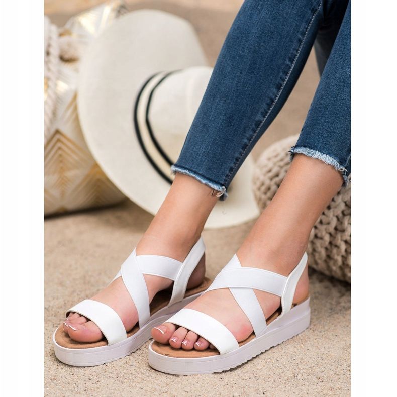 SHELOVET White Sandals With Elastics 1