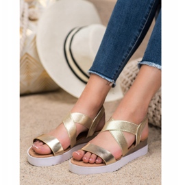 SHELOVET Golden Sandals With Elastics 1