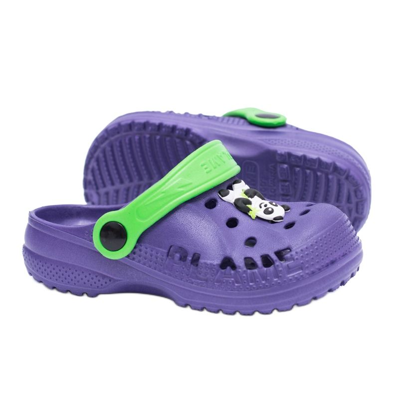 Flameshoes Children's Home Slippers Purple Kroks with Panda violet green 1