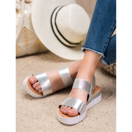 SHELOVET Silver Sandals On The Platform grey 2