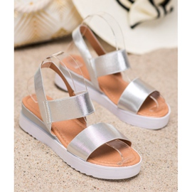 SHELOVET Silver Sandals On The Platform grey 1