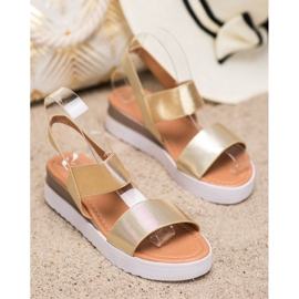 SHELOVET Golden Sandals On The Platform 2