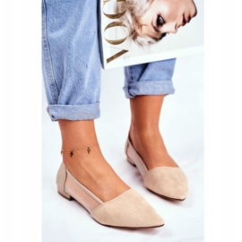 EVE Women's Ballerinas With Mesh Suede Beige Fibe 2