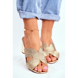 S.Barski Women's Slippers On Heel Slip Gold Guest golden 2