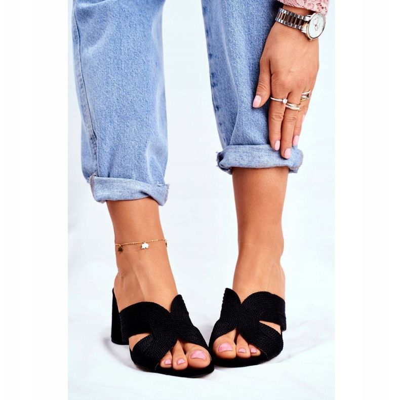 S.Barski Women's Slippers On Heel Slip Black Guest 1