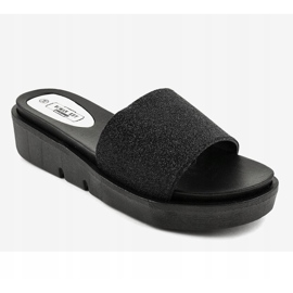 Black shiny slippers E3969 1
