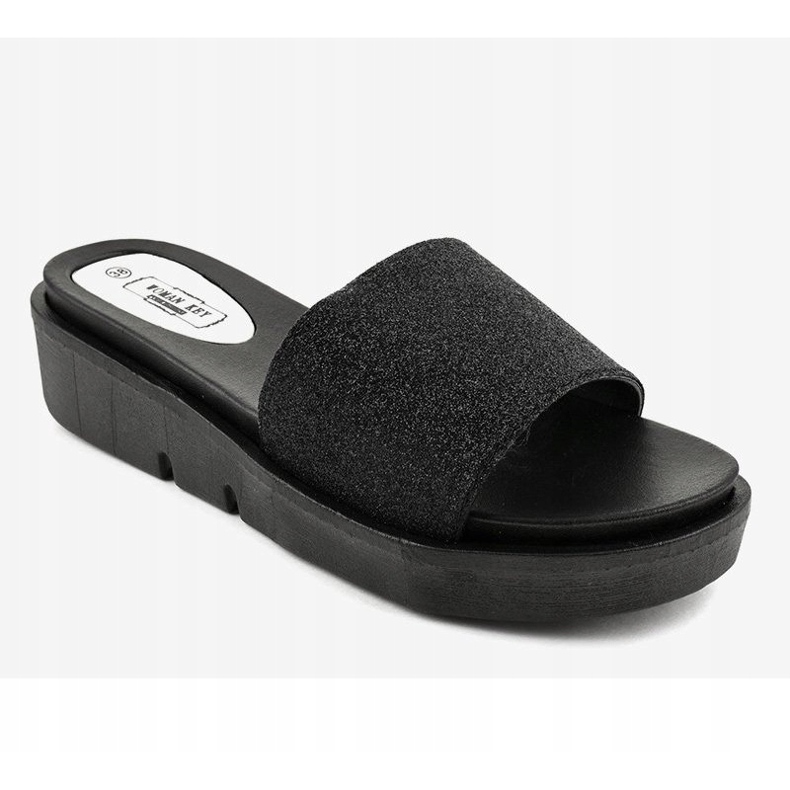 Black shiny slippers E3969 1