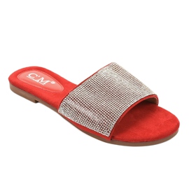 Red slippers with cubic zirconia 839-761 grey 1