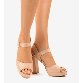 Beige sandals on a post suede 77-102 1