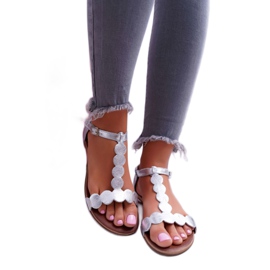 Women's Sandals Flat Leather Silver Nicole 2403 Melbourne grey 1