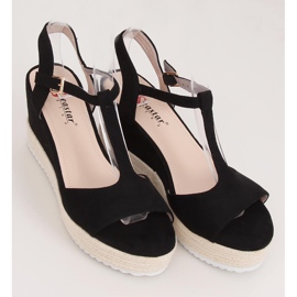 Black GG-60P Black wedge sandals 1