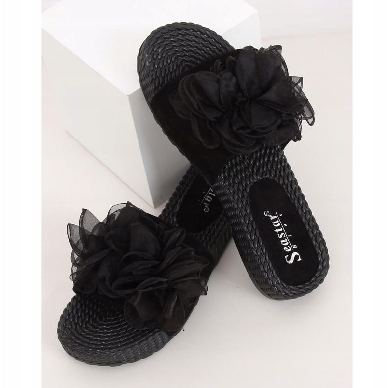 Black women's black slippers YQ227 Black 1