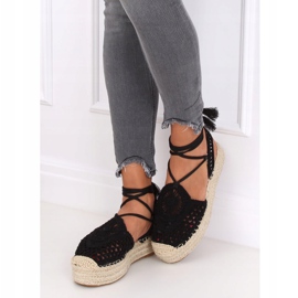 Black openwork espadrilles YQ233 Black 1