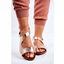 Women's Sandals Laura Messi 1116 Leather Gold Vollare golden 2
