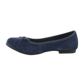 Filippo Navy blue leather ballerinas with a bow DP1231 / 20 1