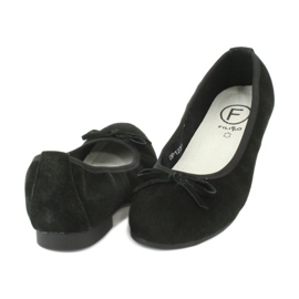 Filippo Black leather ballerinas with a bow 2