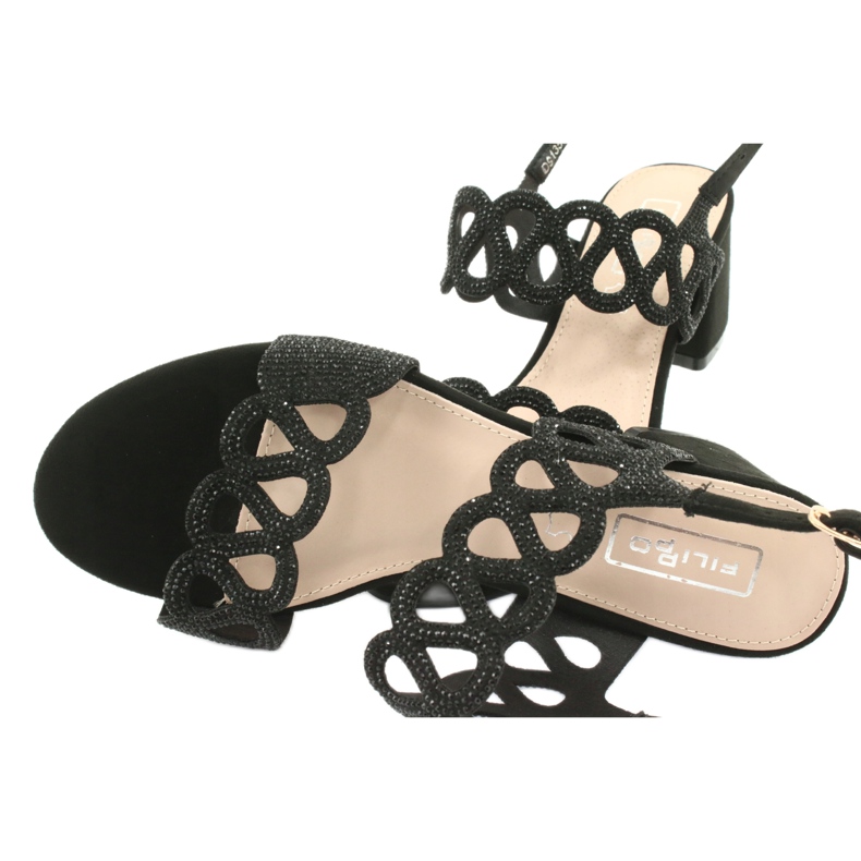 Black sandals with cubic zirconias Filippo DS1355 / 20 BK 4