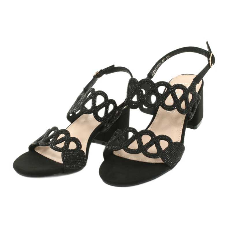 Black sandals with cubic zirconias Filippo DS1355 / 20 BK 2