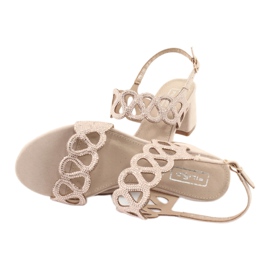 Sandals with cubic zirconia Filippo DS1355 / 20 BE beige 4