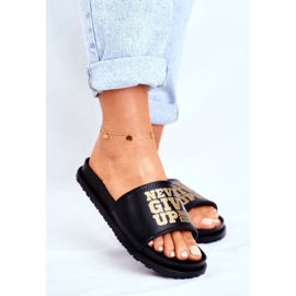 ADY Women's Slippers Never Give Up2 Gold Black 1 ADY Women's Slippers Never Give Up2 Gold Black 1