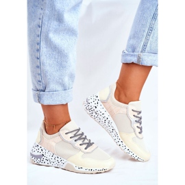 Women's Sport Shoes Hidden Wedge Beige Pinky 1