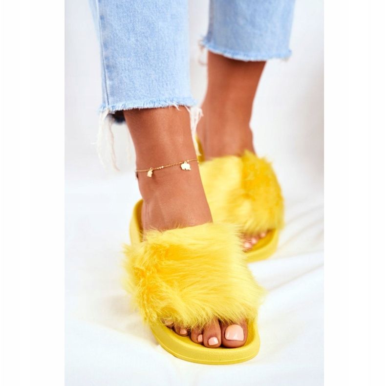 Women's Slippers With Fur Yellow Fur 2