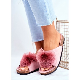 MSMG Women's Slippers With Pompom Pink Galaxo 1