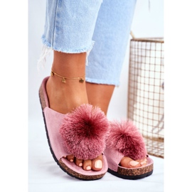 MSMG Women's Slippers With Pompom Pink Galaxo 2