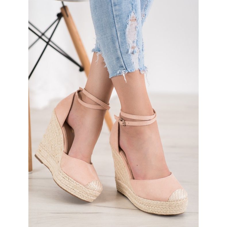 SHELOVET High Espadrilles On The Wedge pink 1