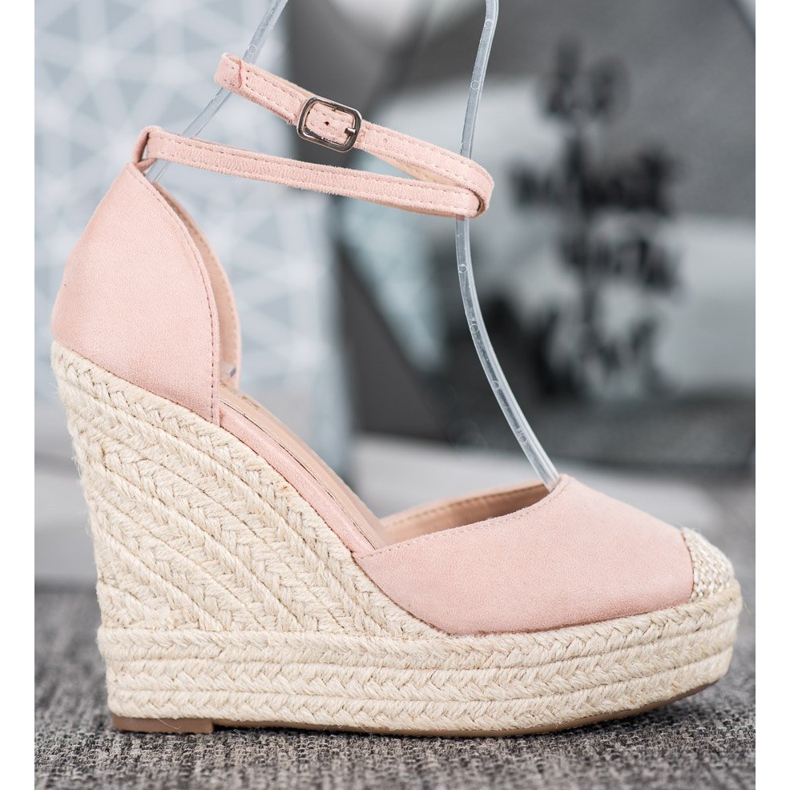 SHELOVET High Espadrilles On The Wedge pink 2