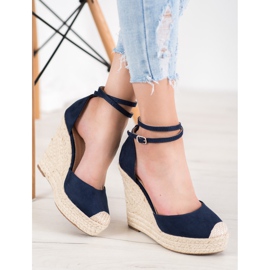 SHELOVET High Espadrilles On The Wedge navy blue 2