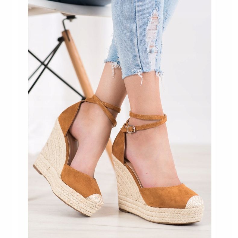 SHELOVET High Espadrilles On The Wedge brown 2