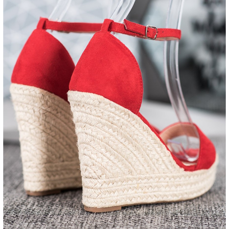 SHELOVET Sexy wedge sandals red 1