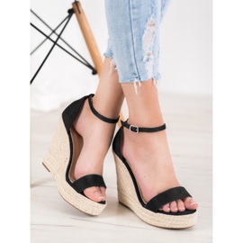 SHELOVET Sexy wedge sandals black 1 SHELOVET Sexy wedge sandals black 1