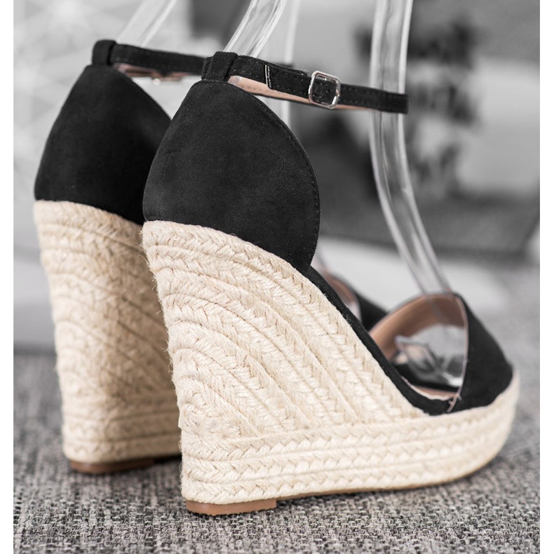 SHELOVET Sexy wedge sandals black 2 SHELOVET Sexy wedge sandals black 2