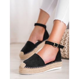 SHELOVET Openwork Espadrilles black 1