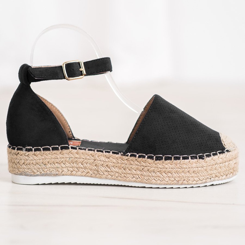 SHELOVET Openwork Espadrilles black 2