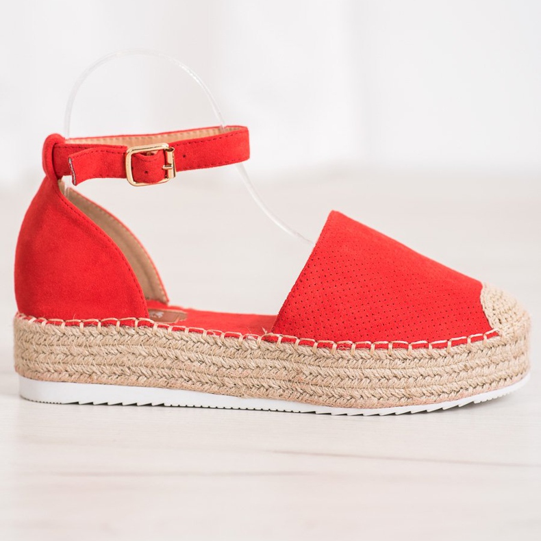 SHELOVET Openwork Espadrilles red 2