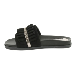 Filippo Black flip flops with frills and zircons 1