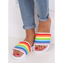 T325P White rainbow slippers multicolored 2