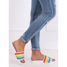 T325P White rainbow slippers multicolored 1