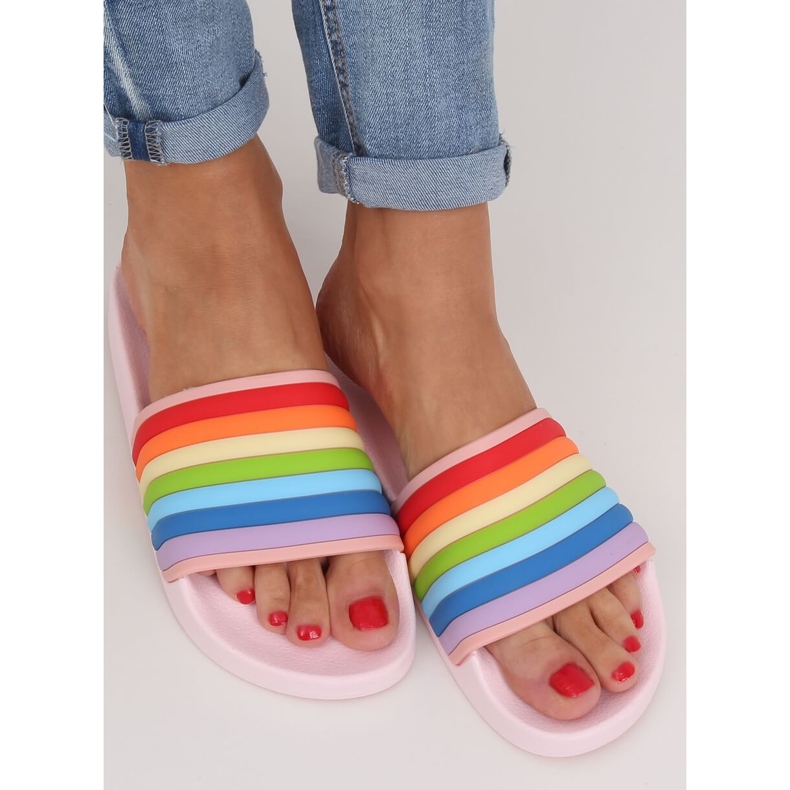 Pink rainbow slippers T325P Pink multicolored 1