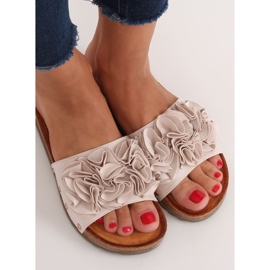 Women's beige slippers F191 Beige 1
