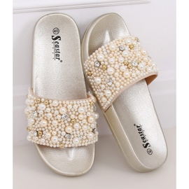 Slippers with pearls BG66 Gold golden 2