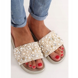 Slippers with pearls BG66 Gold golden 1