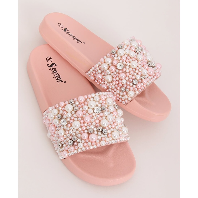 Pink BG66 Pink slippers with pearls 2