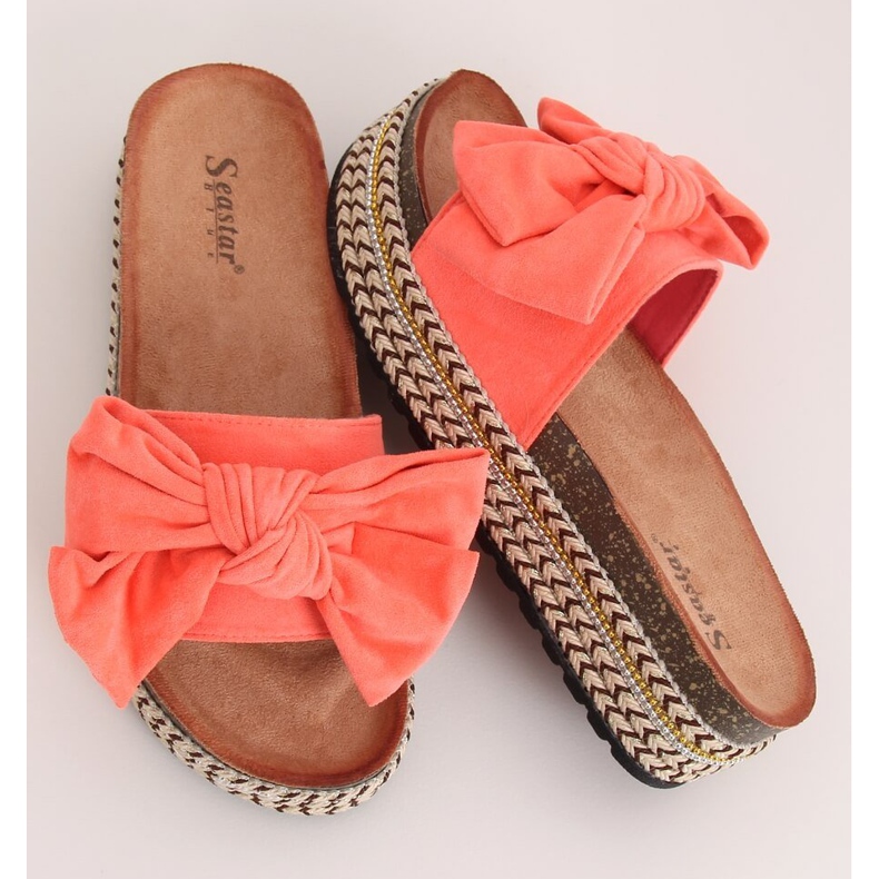 Coral CK137P Coral slippers on a high sole orange 1